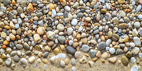 Smooth Pebbles and Sand Beach Background - Nature Texture