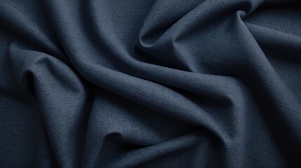 Fototapeta premium Navy blue fabric with delicate folds and intricate geometric textures