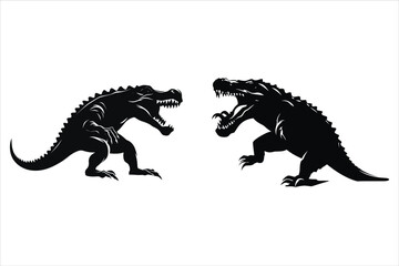 Crocodile Silhouette, isolated black Crocodile Silhouette in white background, alligator Silhouette