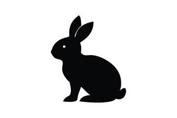 a silhouette of cute rabbit vector art illustration