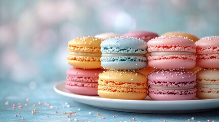 Fototapeta premium Colorful Macarons on a Plate