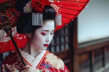 Beautiful geisha girl fashion portrait adult.