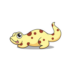 cute yellow lizard with brown spots