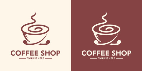 Coffee shop vintage logo design minimalist