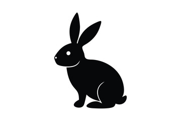 a silhouette of cute rabbit vector art illustration