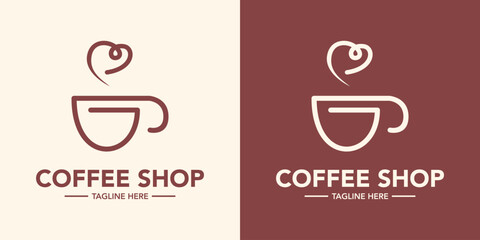Simple coffee shop logo design. Cafe logo simple design template