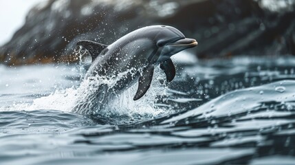 Obraz premium Dolphin Leaping Out of the Water.