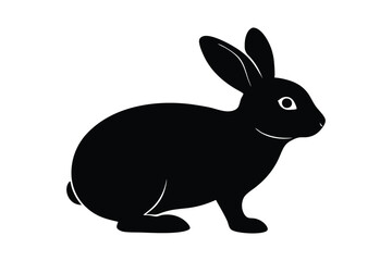 a silhouette of cute rabbit vector art illustration