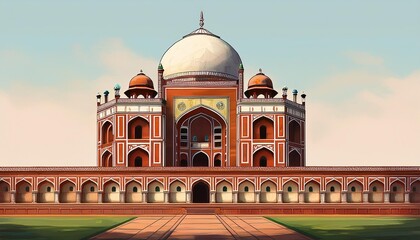 Realistic humayuns tomb isolated.