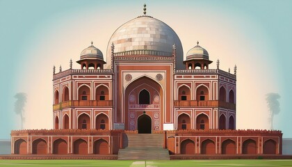 Realistic humayuns tomb isolated.