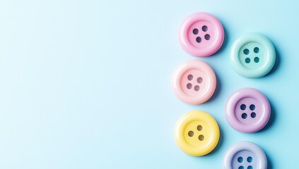 Colorful buttons on a blue background.