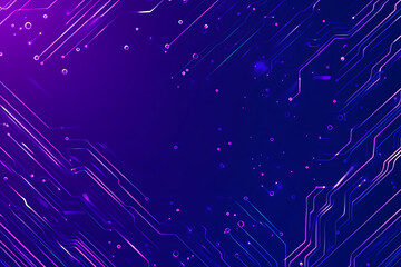 Futuristic vector illustration of an abstract circuit board with neon blue and purple gradients, showcasing intricate digital patterns and tech elements