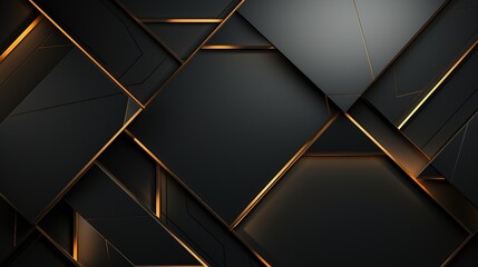 Luxury abstract black metal background with golden light lines