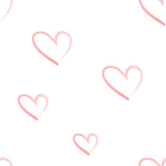 watercolor red heart hand drawn background pattern