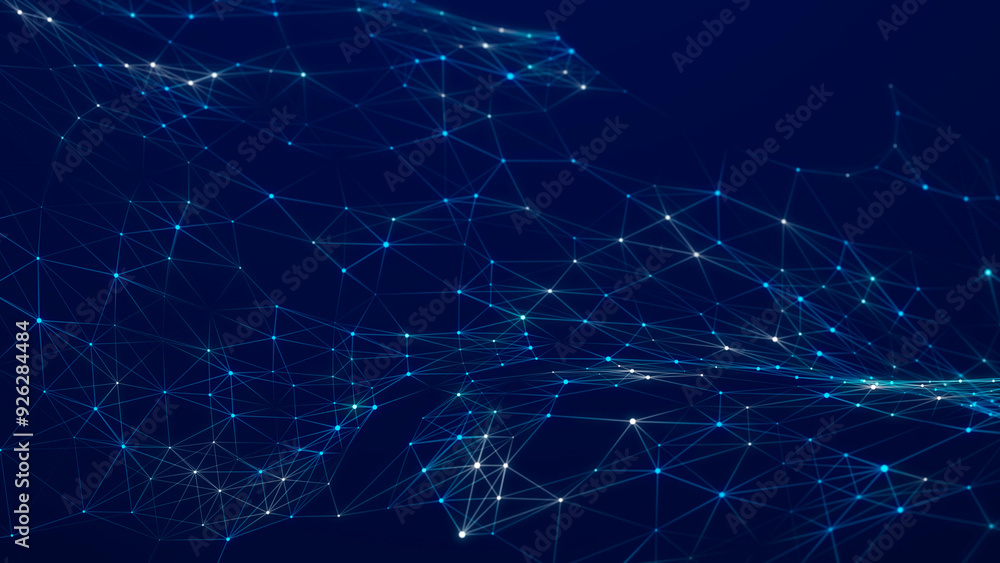 Aufkleber Digital technology background. Network connection dots and lines. Futuristic background for presentation design. 3d