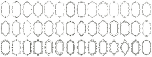 Decorative frames. Retro ornamental frame, vintage ornaments and ornate border. Decorative wedding frames, antique museum picture borders or deco devider. Vector illustration.