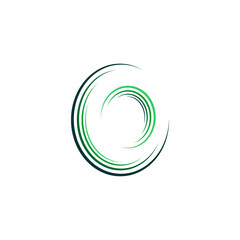 green waves logo letter o icon vector