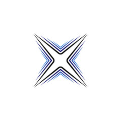 blue lines letter x logo vector icon
