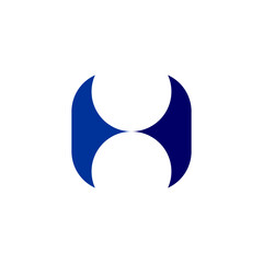 blue logo letter h geometric symbol vector icon