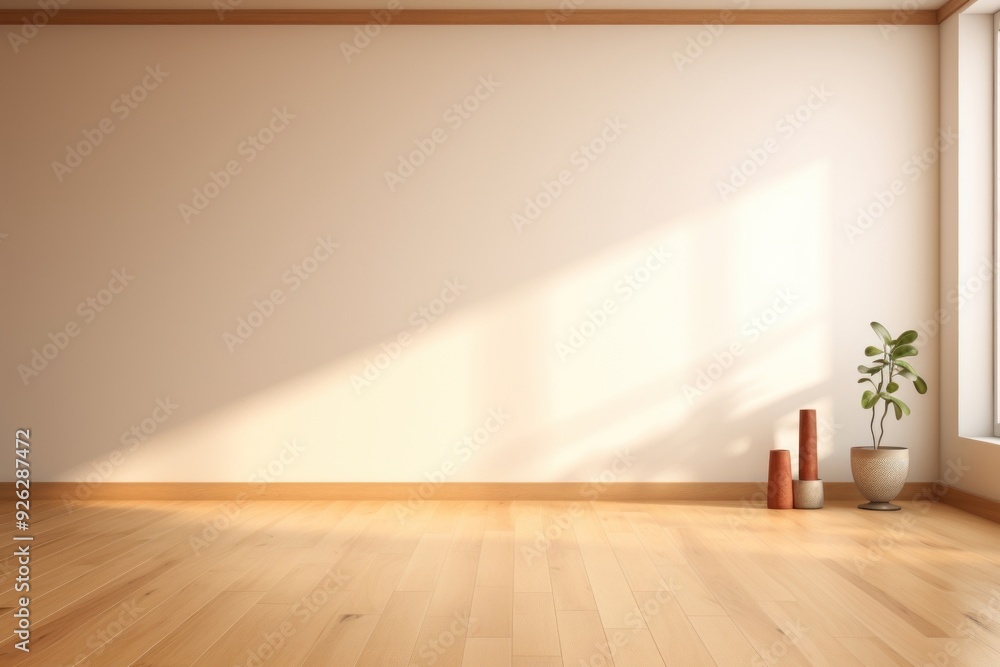 Poster clean minimal empty room architecture flooring building.