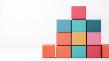 SWOT analysis, colorful blocks representing strengths and weaknesses, 3D illustration on a white background.