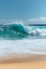 Fototapeta premium Perfect wave. Beautiful blue ocean wave on a beach