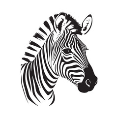 line art zebra on white background. sketch style. Vector graphic icon animal.