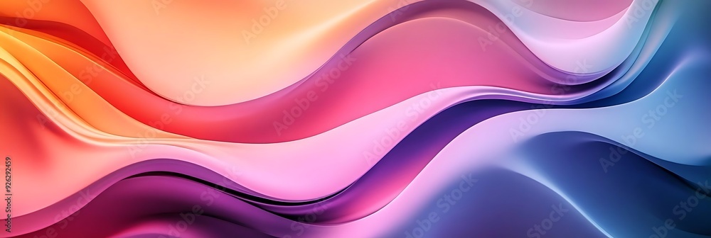 Wall mural abstract background with wavy lines of orange, pink, purple, and blue