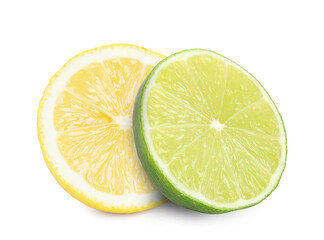 Fresh lemon and lime isolated on white