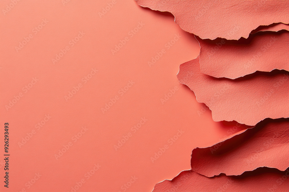 Poster textured coral layers, soft coral paper elegantly layered with wavy edges, creating a harmonious com