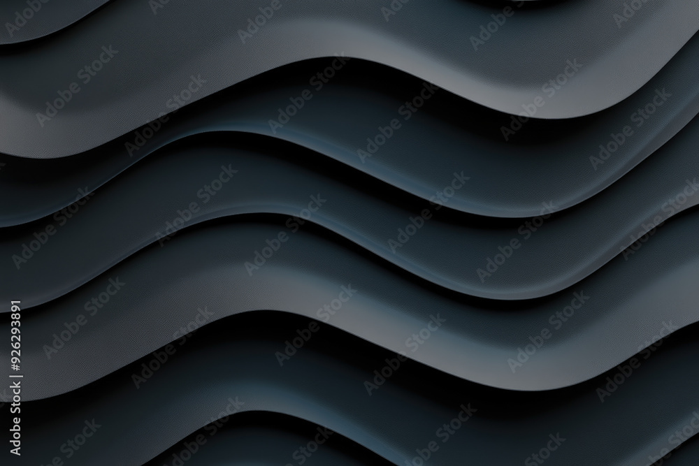 Poster Undulating Waves of Dark Texture, this image showcases a series of smooth, flowing lines in deep shades, creating a soothing and dynamic visual rhythm.