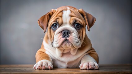 Adorable English Bulldog puppy with wrinkled face and distinctive appearance
