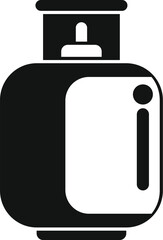 Black and white icon of a gas cylinder, essential equipment for outdoor cooking and heating during camping trips