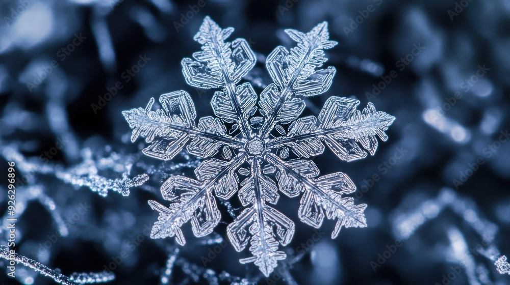 Poster intricate snowflake with delicate crystal structure