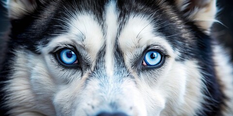 Close-up of beautiful blue eyes of a Husky or Eskimo dog