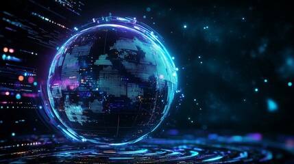 Fototapeta premium Futuristic Representation of a Digital Globe in Space
