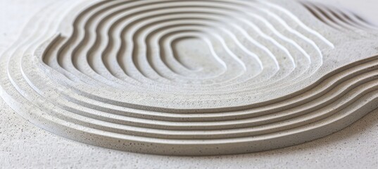 Abstract Concrete Background, Concentric Circular Relief Pattern, Texture of Gray Layered Circles.