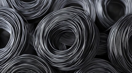 A bunch of black wires are stacked on top of each other