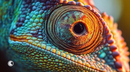 Fototapeta premium A Close-Up of a Chameleon's Eye and Scaly Skin