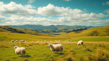 Fototapeta premium Peaceful Pasture in New Zealand