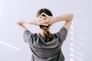 Woman doing neck stretch for relaxation