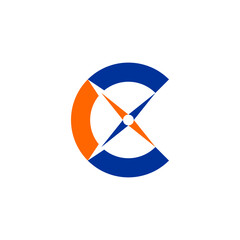 letter c compass icon vector logo