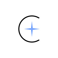 logo letter c compass icon vector