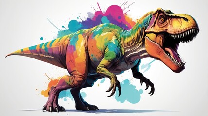 Obraz premium Vibrant Dinosaurier Kunst Schönes Farbenfrohe Gemälde Abstrakter Hintergrund