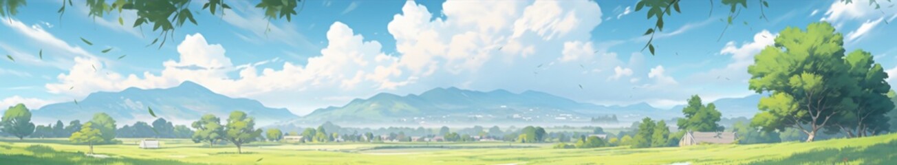 Obraz premium Enchanted Anime-Style Landscape: A Mystical Natural Scene Illustration Embracing Abstract Concepts and Gaming Art for 4K Wallpapers,Happy New Year 2025 