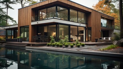 Fototapeta premium Beautiful Swedish modern house design 