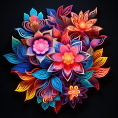 Colorful Paper Flower Art with Intricate Floral Design