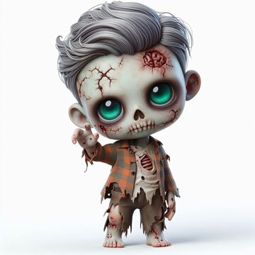 cute Zombie with tattered clothes,3d ,3d avatar Generative aI

