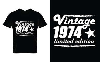 Vintage 1974 limited edition Retro Vintage Birthday Graphic T-shirt Design