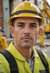 worker on a construction site with safety helmet